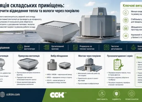 Вентиляція складських приміщень: як забезпечити відведення тепла та вологи через покрівлю