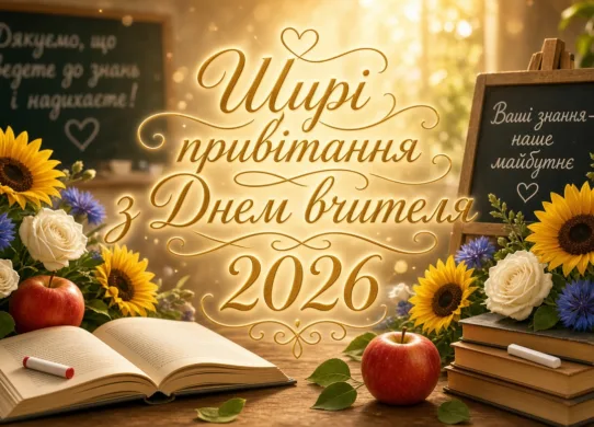 Щирі привітання з Днем вчителя 2026
